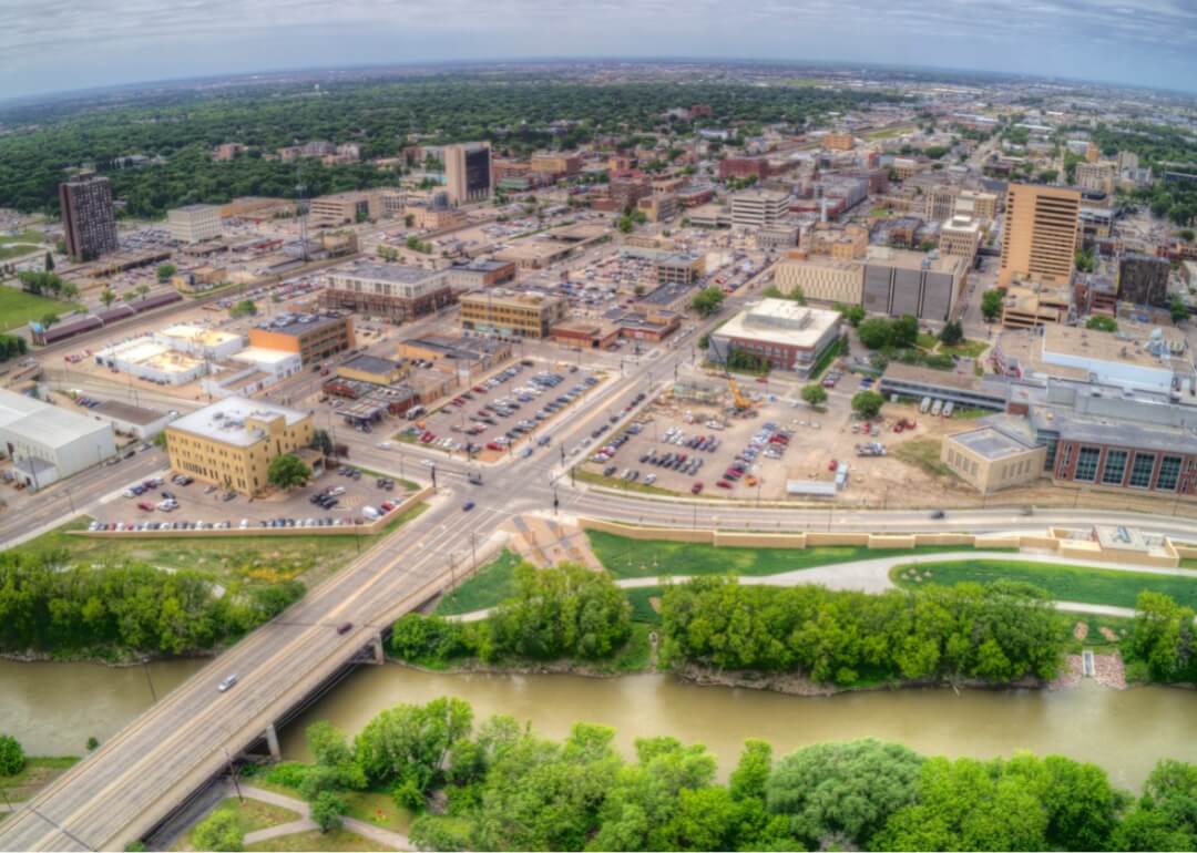 Aerial view of downtown Fargo, North Dakota.